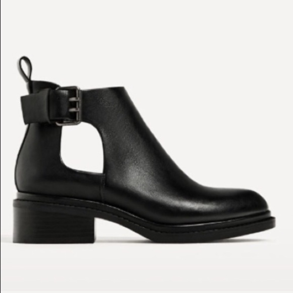 COPY - ZARA OPEN CUT ANKLE BOOTS W/ BUCKLE BRAND …